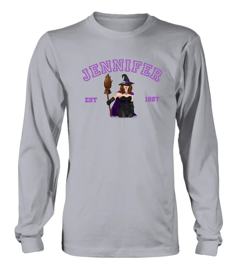 Personalized Witch T-shirt/Long Sleeve/Sweatshirt/Hoodie - Halloween Gift Idea For Witch/Bestie - Custom Name