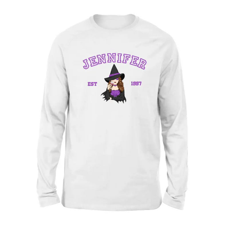 Personalized Witch T-shirt/Long Sleeve/Sweatshirt/Hoodie - Custom Name - Halloween Gift Idea For Witch/Bestie