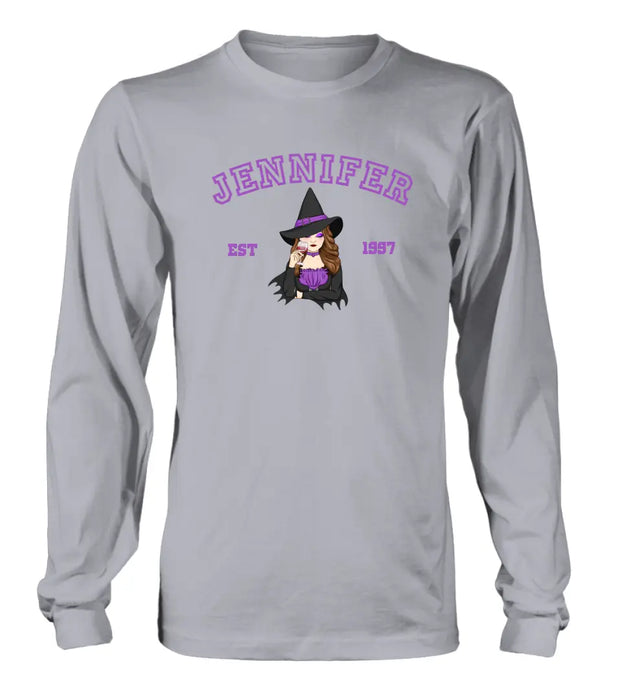 Custom Personalized Witch T-shirt/ Long Sleeve/ Sweatshirt/ Hoodie - Custom Name - Halloween Gift Idea For Witch/ Bestie