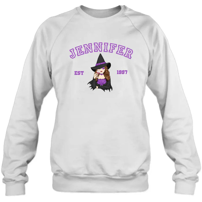 Custom Personalized Witch T-shirt/ Long Sleeve/ Sweatshirt/ Hoodie - Custom Name - Halloween Gift Idea For Witch/ Bestie