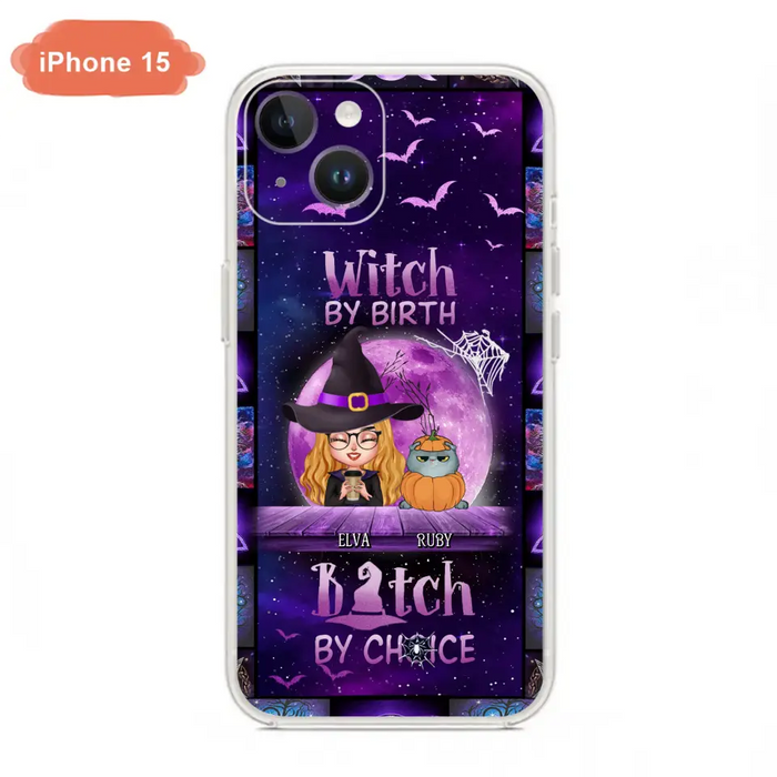 Custom Personalized Witch Phone Case - Gift Idea For Witch/ Dog/ Cat Lover - Upto 4 Pets - Witch By Birth - Case For iPhone/ Samsung