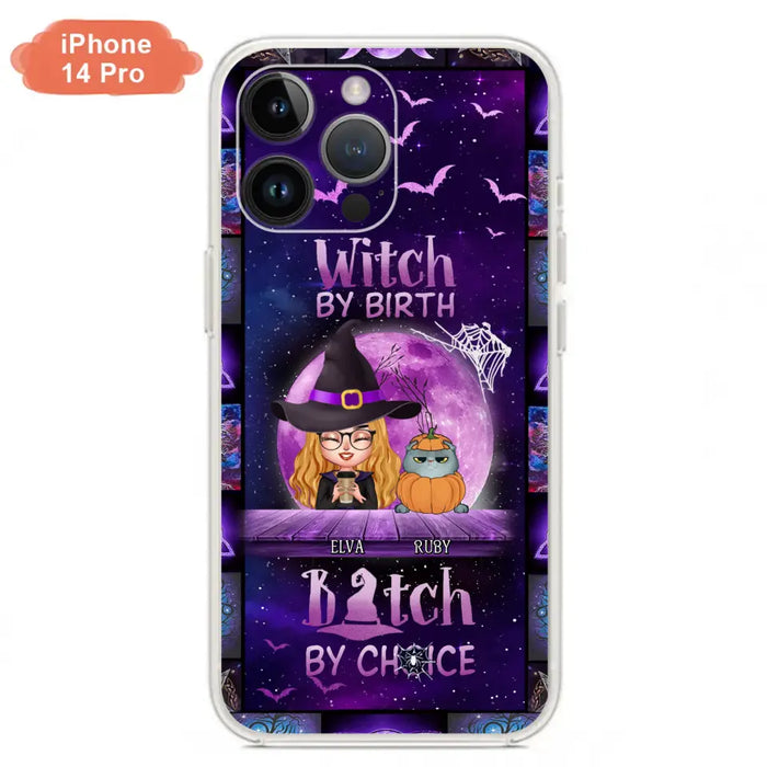 Custom Personalized Witch Phone Case - Gift Idea For Witch/ Dog/ Cat Lover - Upto 4 Pets - Witch By Birth - Case For iPhone/ Samsung