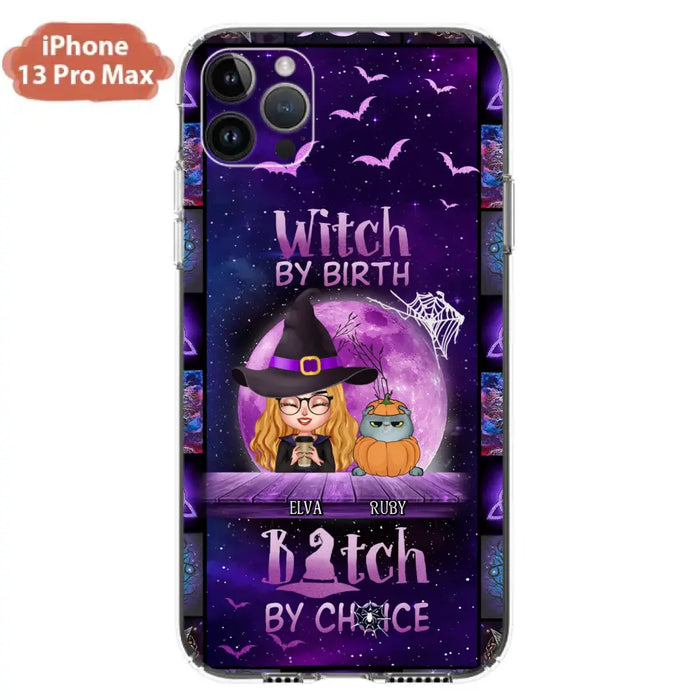 Custom Personalized Witch Phone Case - Gift Idea For Witch/ Dog/ Cat Lover - Upto 4 Pets - Witch By Birth - Case For iPhone/ Samsung