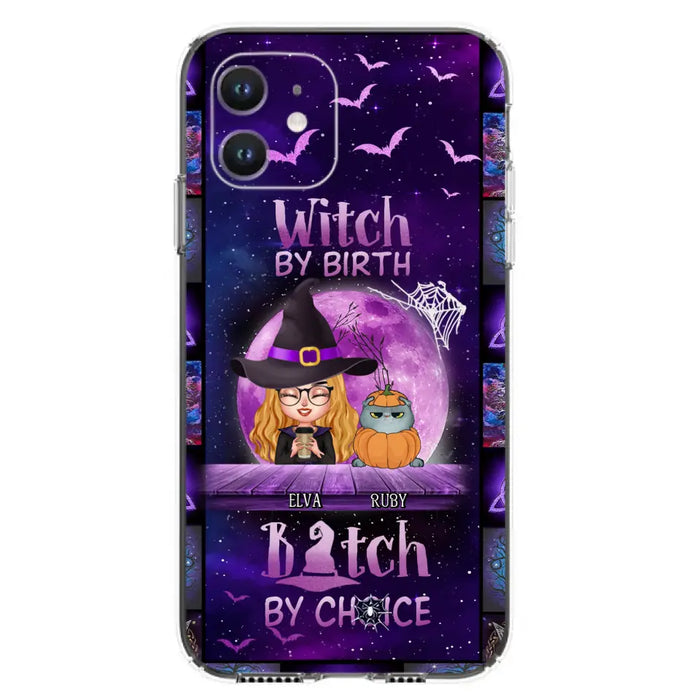 Custom Personalized Witch Phone Case - Gift Idea For Witch/ Dog/ Cat Lover - Upto 4 Pets - Witch By Birth - Case For iPhone/ Samsung