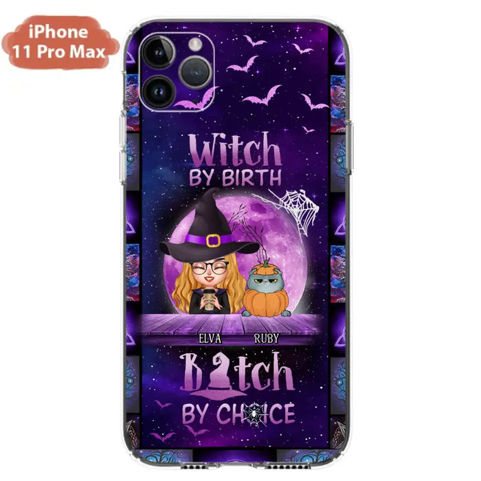 Custom Personalized Witch Phone Case - Gift Idea For Witch/ Dog/ Cat Lover - Upto 4 Pets - Witch By Birth - Case For iPhone/ Samsung