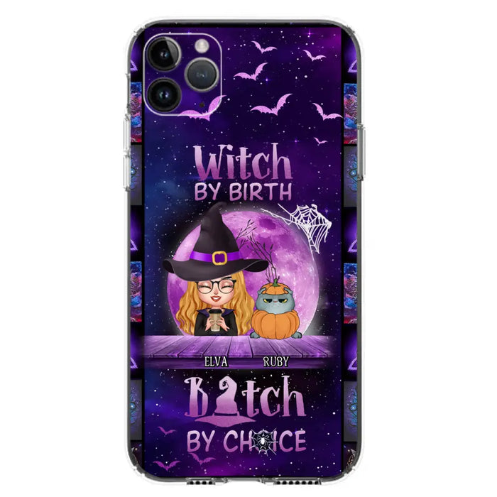 Custom Personalized Witch Phone Case - Gift Idea For Witch/ Dog/ Cat Lover - Upto 4 Pets - Witch By Birth - Case For iPhone/ Samsung