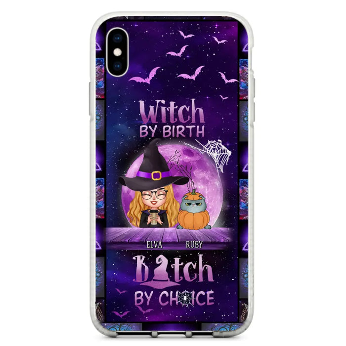 Custom Personalized Witch Phone Case - Gift Idea For Witch/ Dog/ Cat Lover - Upto 4 Pets - Witch By Birth - Case For iPhone/ Samsung