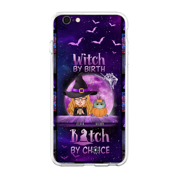 Custom Personalized Witch Phone Case - Gift Idea For Witch/ Dog/ Cat Lover - Upto 4 Pets - Witch By Birth - Case For iPhone/ Samsung