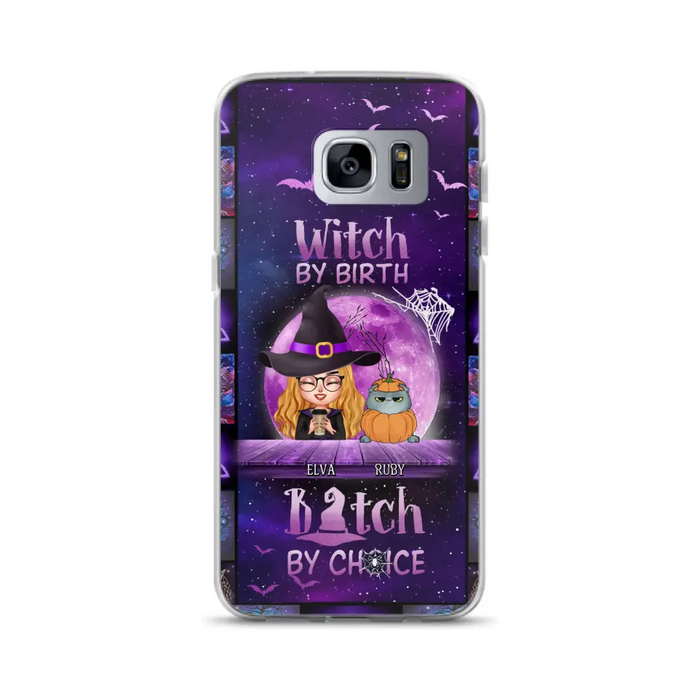 Custom Personalized Witch Phone Case - Gift Idea For Witch/ Dog/ Cat Lover - Upto 4 Pets - Witch By Birth - Case For iPhone/ Samsung