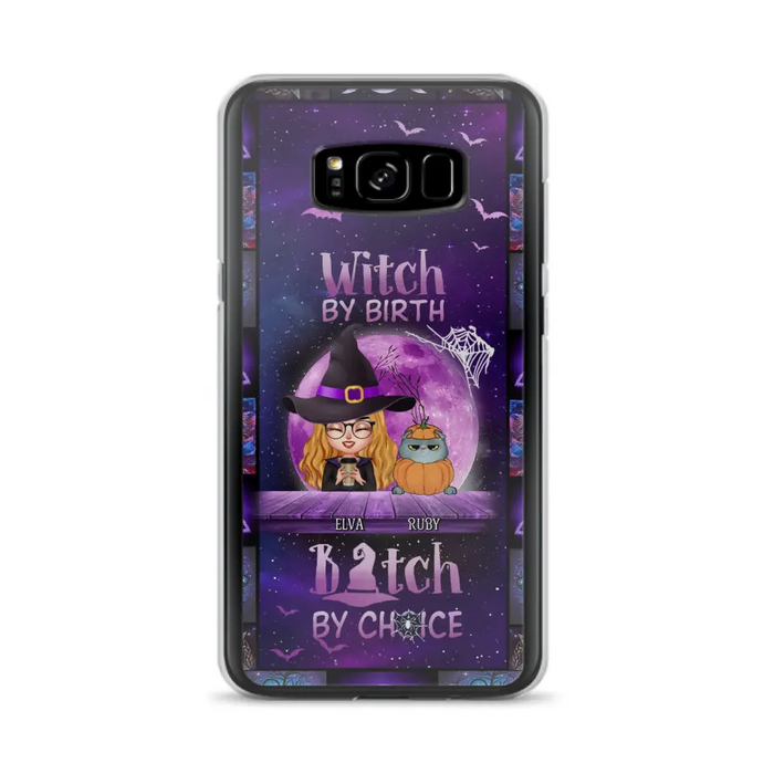 Custom Personalized Witch Phone Case - Gift Idea For Witch/ Dog/ Cat Lover - Upto 4 Pets - Witch By Birth - Case For iPhone/ Samsung