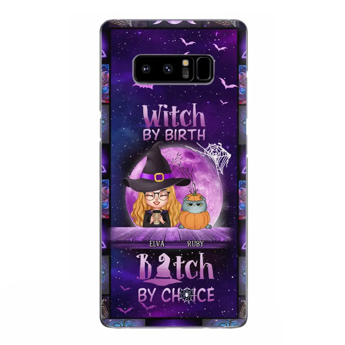 Custom Personalized Witch Phone Case - Gift Idea For Witch/ Dog/ Cat Lover - Upto 4 Pets - Witch By Birth - Case For iPhone/ Samsung