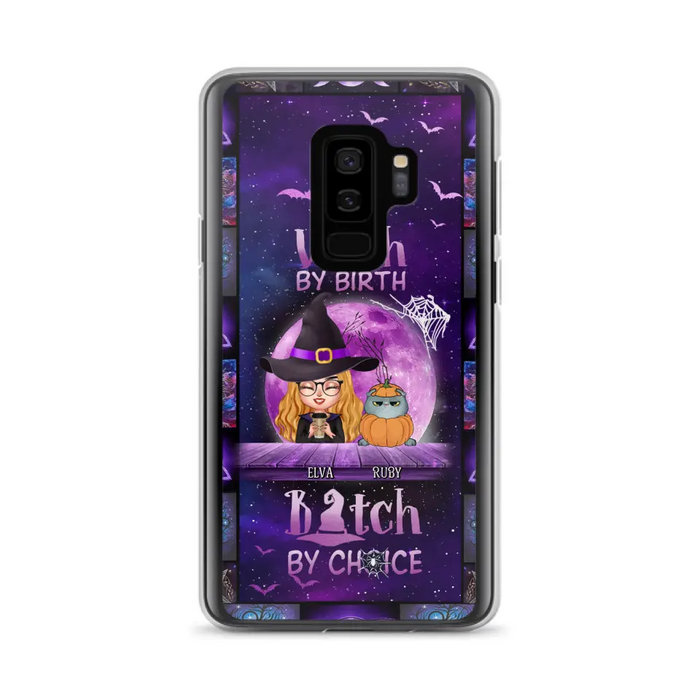 Custom Personalized Witch Phone Case - Gift Idea For Witch/ Dog/ Cat Lover - Upto 4 Pets - Witch By Birth - Case For iPhone/ Samsung