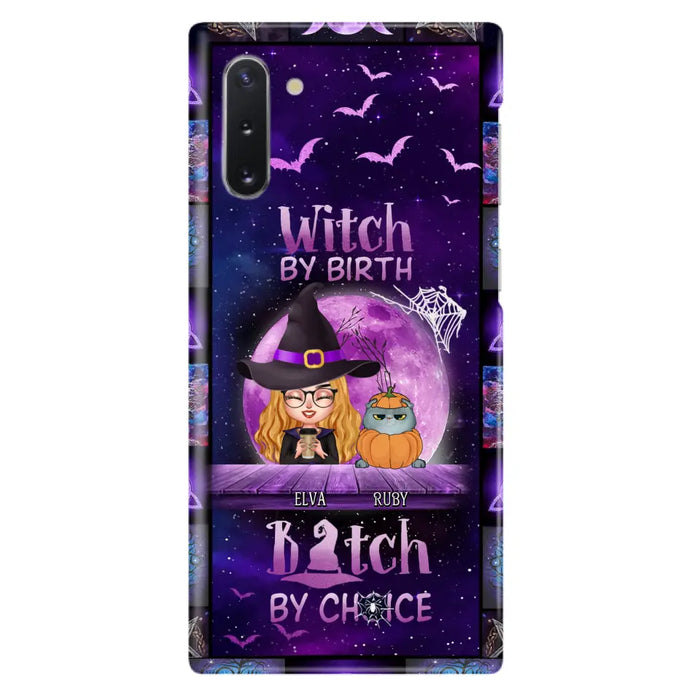 Custom Personalized Witch Phone Case - Gift Idea For Witch/ Dog/ Cat Lover - Upto 4 Pets - Witch By Birth - Case For iPhone/ Samsung