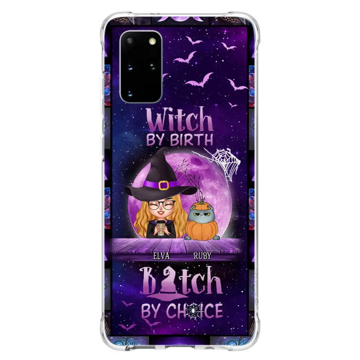 Custom Personalized Witch Phone Case - Gift Idea For Witch/ Dog/ Cat Lover - Upto 4 Pets - Witch By Birth - Case For iPhone/ Samsung