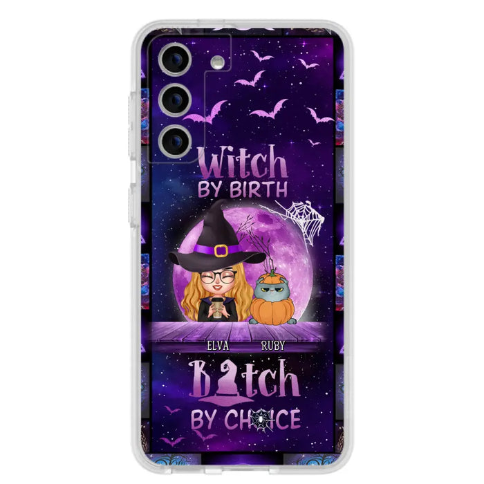 Custom Personalized Witch Phone Case - Gift Idea For Witch/ Dog/ Cat Lover - Upto 4 Pets - Witch By Birth - Case For iPhone/ Samsung