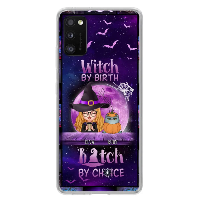 Custom Personalized Witch Phone Case - Gift Idea For Witch/ Dog/ Cat Lover - Upto 4 Pets - Witch By Birth - Case For iPhone/ Samsung