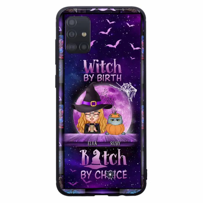 Custom Personalized Witch Phone Case - Gift Idea For Witch/ Dog/ Cat Lover - Upto 4 Pets - Witch By Birth - Case For iPhone/ Samsung