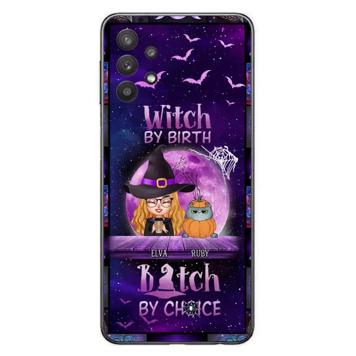 Custom Personalized Witch Phone Case - Gift Idea For Witch/ Dog/ Cat Lover - Upto 4 Pets - Witch By Birth - Case For iPhone/ Samsung