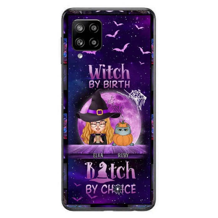 Custom Personalized Witch Phone Case - Gift Idea For Witch/ Dog/ Cat Lover - Upto 4 Pets - Witch By Birth - Case For iPhone/ Samsung