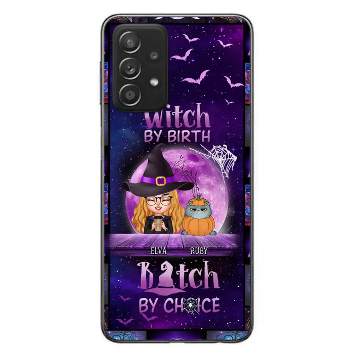 Custom Personalized Witch Phone Case - Gift Idea For Witch/ Dog/ Cat Lover - Upto 4 Pets - Witch By Birth - Case For iPhone/ Samsung