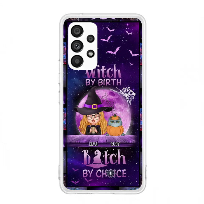 Custom Personalized Witch Phone Case - Gift Idea For Witch/ Dog/ Cat Lover - Upto 4 Pets - Witch By Birth - Case For iPhone/ Samsung