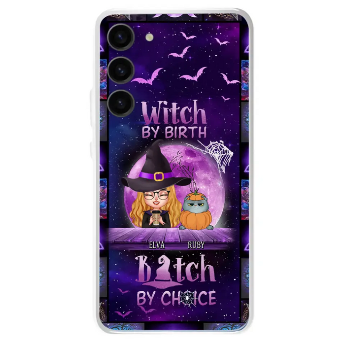 Custom Personalized Witch Phone Case - Gift Idea For Witch/ Dog/ Cat Lover - Upto 4 Pets - Witch By Birth - Case For iPhone/ Samsung