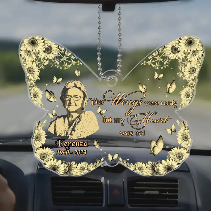 Custom Personalized Memorial Acrylic Ornament - Upload Photo - Memorial Gift Idea For Christmas - Your Wings Were Ready But My Heart Was Not