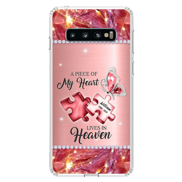 Custom Personalized Memorial Phone Case - Memorial Gift Idea for Father's Day -  A Piece Of My Heart Lives In Heaven - Case for iPhone/Samsung