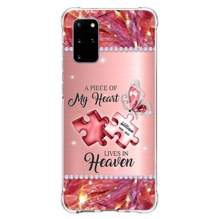 Custom Personalized Memorial Phone Case - Memorial Gift Idea for Father's Day -  A Piece Of My Heart Lives In Heaven - Case for iPhone/Samsung