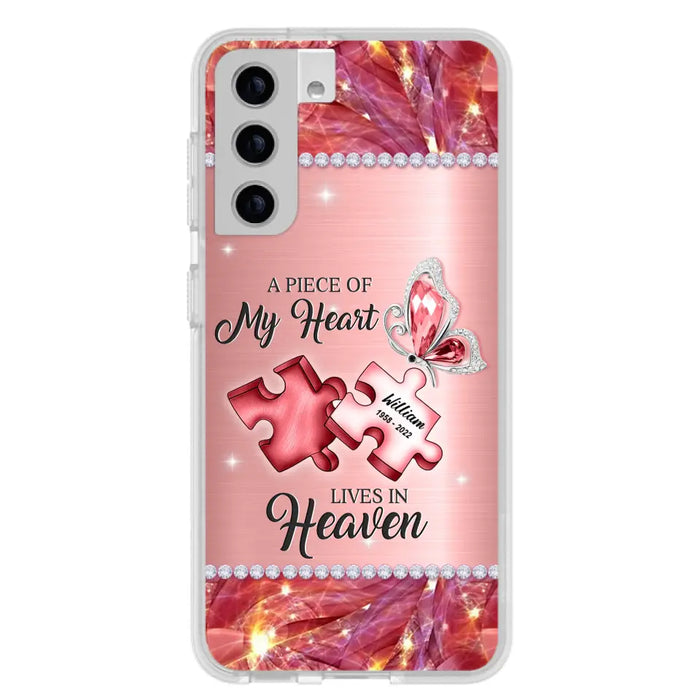 Custom Personalized Memorial Phone Case - Memorial Gift Idea for Father's Day -  A Piece Of My Heart Lives In Heaven - Case for iPhone/Samsung