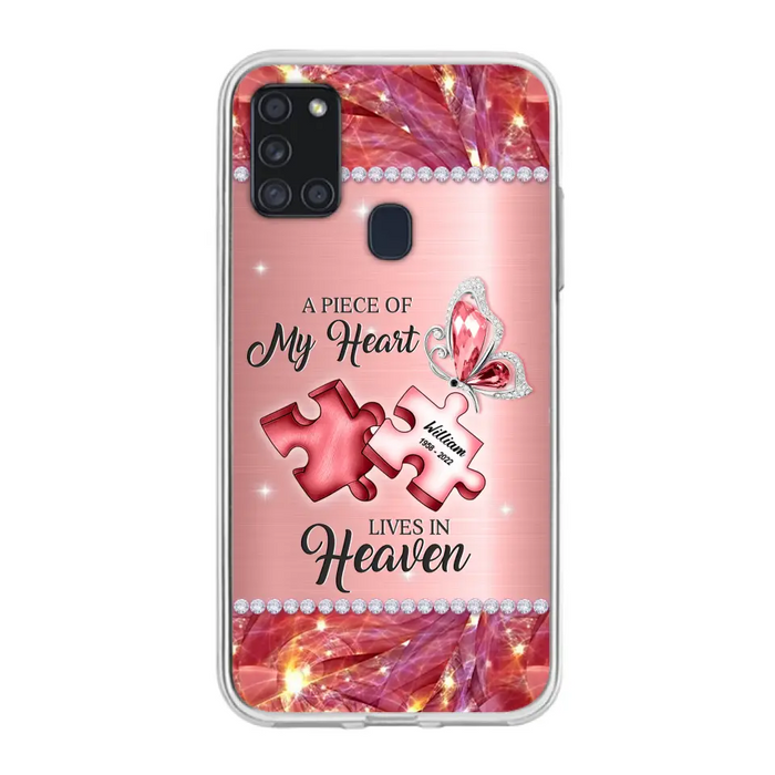 Custom Personalized Memorial Phone Case - Memorial Gift Idea for Father's Day -  A Piece Of My Heart Lives In Heaven - Case for iPhone/Samsung