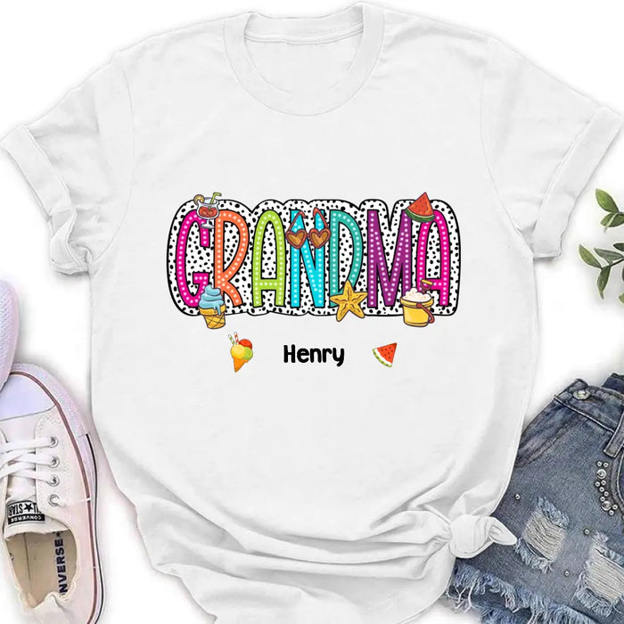 Custom Personalized Grandma Summer Dalmatian Dots T-shirt - Summer  Gift Idea From Kids to Gigi/ Grandma - Custom Names with up to 9 Kids