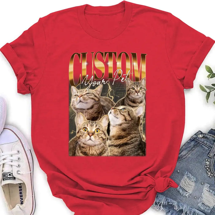 Custom Personalized Retro Vintage Hiphop Wear Custom Pet Photo T-shirt - Gift Idea For Pet Lover