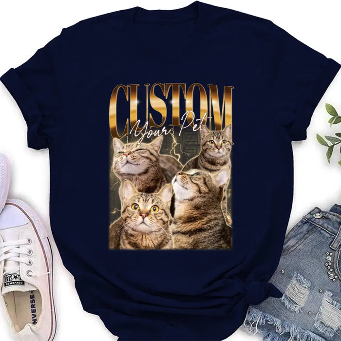 Custom Personalized Retro Vintage Hiphop Wear Custom Pet Photo T-shirt - Gift Idea For Pet Lover