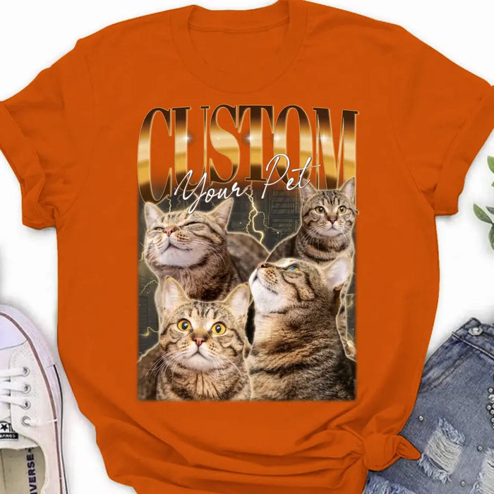 Custom Personalized Retro Vintage Hiphop Wear Custom Pet Photo T-shirt - Gift Idea For Pet Lover