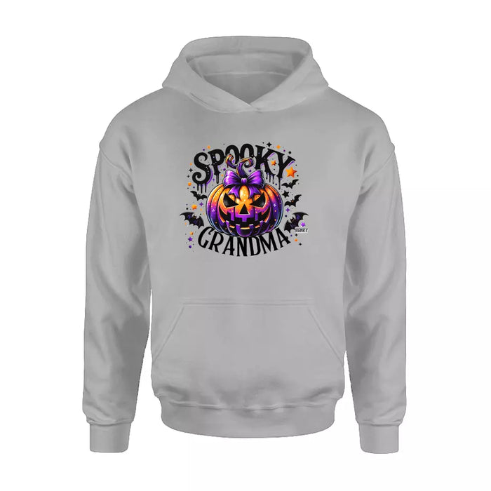 Custom Personalized Grandma Spooky Pumpkin T-shirt/ Long Sleeve/ Sweatshirt/ Hoodie - Halloween Gift Idea For Grandma/ Mother - Upto 10 Kids