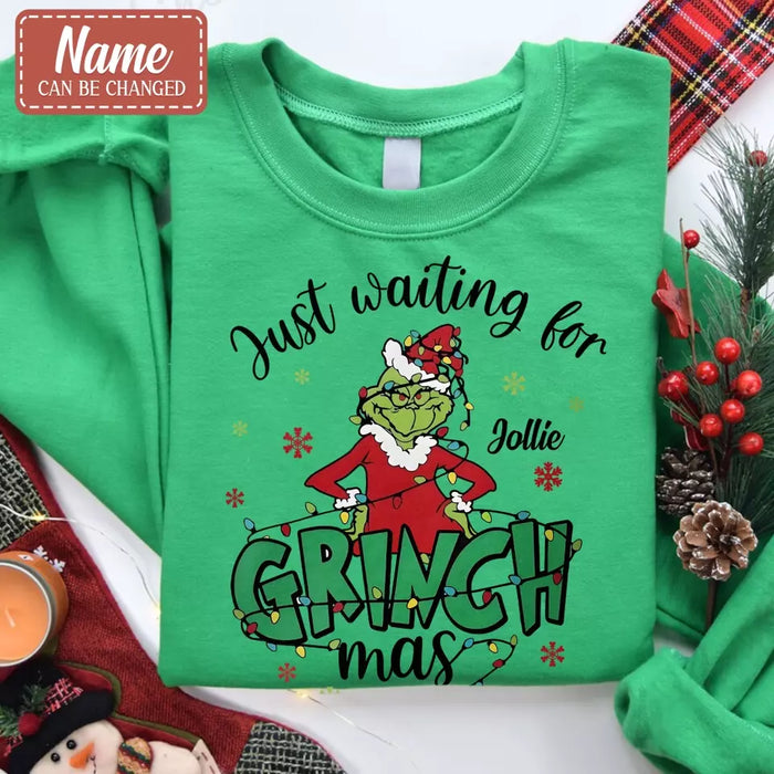 Custom Personalized Christmas AOP Sweater - Gift Idea For Friend/ Family Member - Just Waiting For Grinchmas