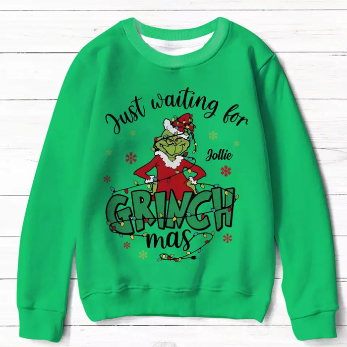 Custom Personalized Christmas AOP Sweater - Gift Idea For Friend/ Family Member - Just Waiting For Grinchmas