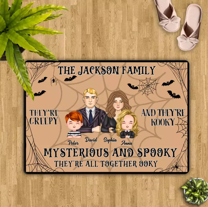 Custom Personalized Family Doormat - Halloween Gift Idea For Couple/ Family - Couple/ Parents With Kids - They're All Together Ooky