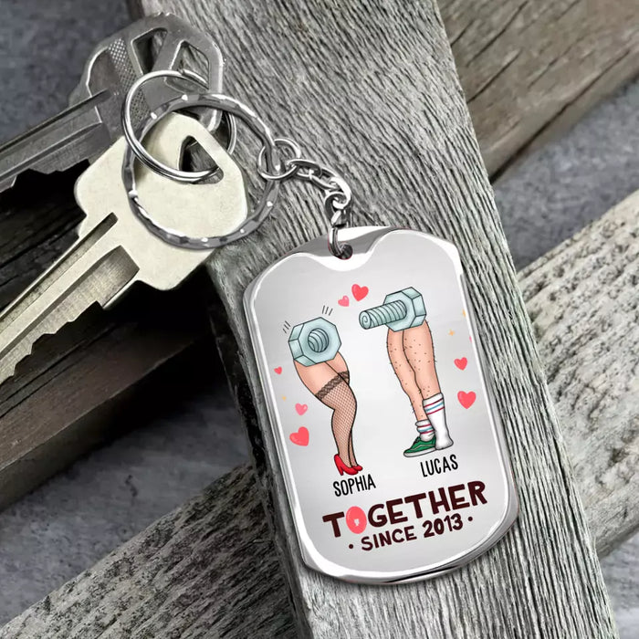 Custom Personalized Nut And Screw Couple Aluminium Keychain - Gift Idea For Couple/ Him And Her - After All Those Years, I'm "Steel" Nut About You