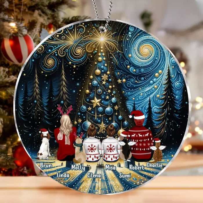 Custom Personalized Family Acrylic Ornament - Christmas Gift Idea For Family with up to 2 Kids and 4 Pets