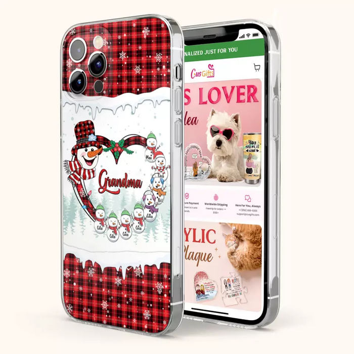 Custom Personalized Christmas Grandma Children Phone Case - Gift For Grandma/ Mom - Upto 8 Kids - Case For iPhone/ Samsung