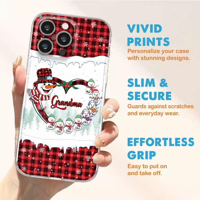 Custom Personalized Christmas Grandma Children Phone Case - Gift For Grandma/ Mom - Upto 8 Kids - Case For iPhone/ Samsung