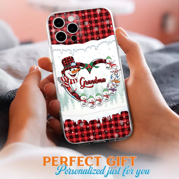 Custom Personalized Christmas Grandma Children Phone Case - Gift For Grandma/ Mom - Upto 8 Kids - Case For iPhone/ Samsung