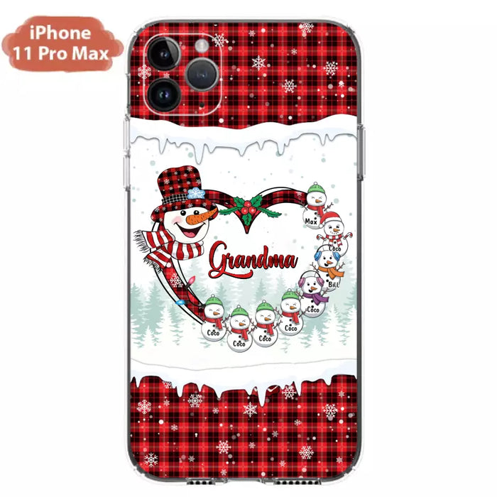 Custom Personalized Christmas Grandma Children Phone Case - Gift For Grandma/ Mom - Upto 8 Kids - Case For iPhone/ Samsung