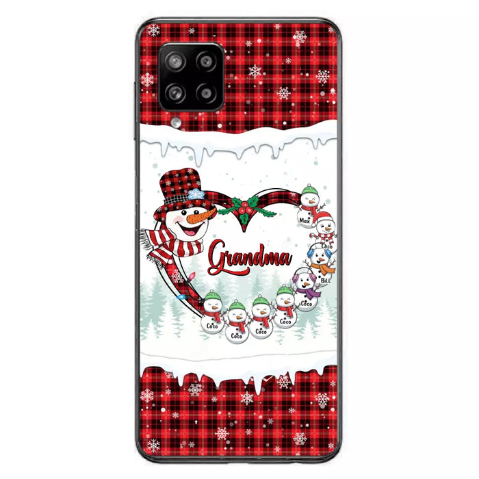 Custom Personalized Christmas Grandma Children Phone Case - Gift For Grandma/ Mom - Upto 8 Kids - Case For iPhone/ Samsung