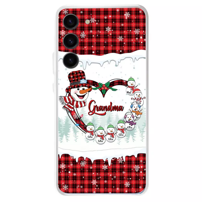 Custom Personalized Christmas Grandma Children Phone Case - Gift For Grandma/ Mom - Upto 8 Kids - Case For iPhone/ Samsung