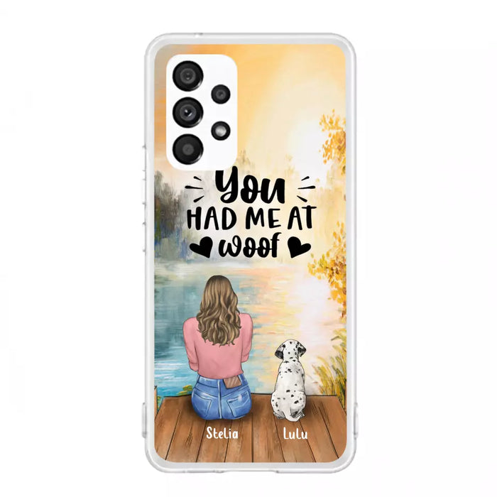 Custom Personalized Dog Mom Phone Case - Gifts For Dog Lovers With Upto 4 Dogs - You Had Me At Woof - Case For iPhone, Samsung