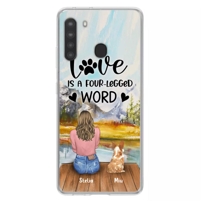 Custom Personalized Pet Mom/Pet Dad Phone Case - Gifts For Pet Lovers With Upto 4 Pets - Love Is A Four-Legged Word