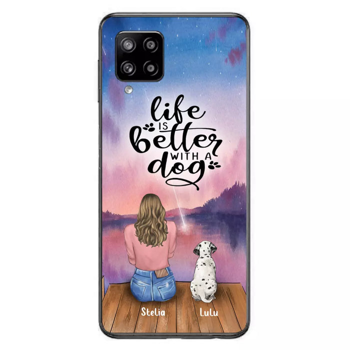 Custom Personalized Dog Mom Phone Case - Gifts For Dog Lovers With Upto 4 Dogs - Life Is Better With A Dog - Case For iPhone, Samsung And Xiaomi